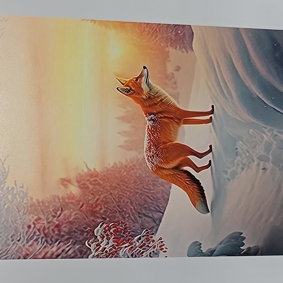 4x6 Fox in the Snow Winter Landscape‎ Watercolor Oil Painting Art Print - Picture 3 of 4